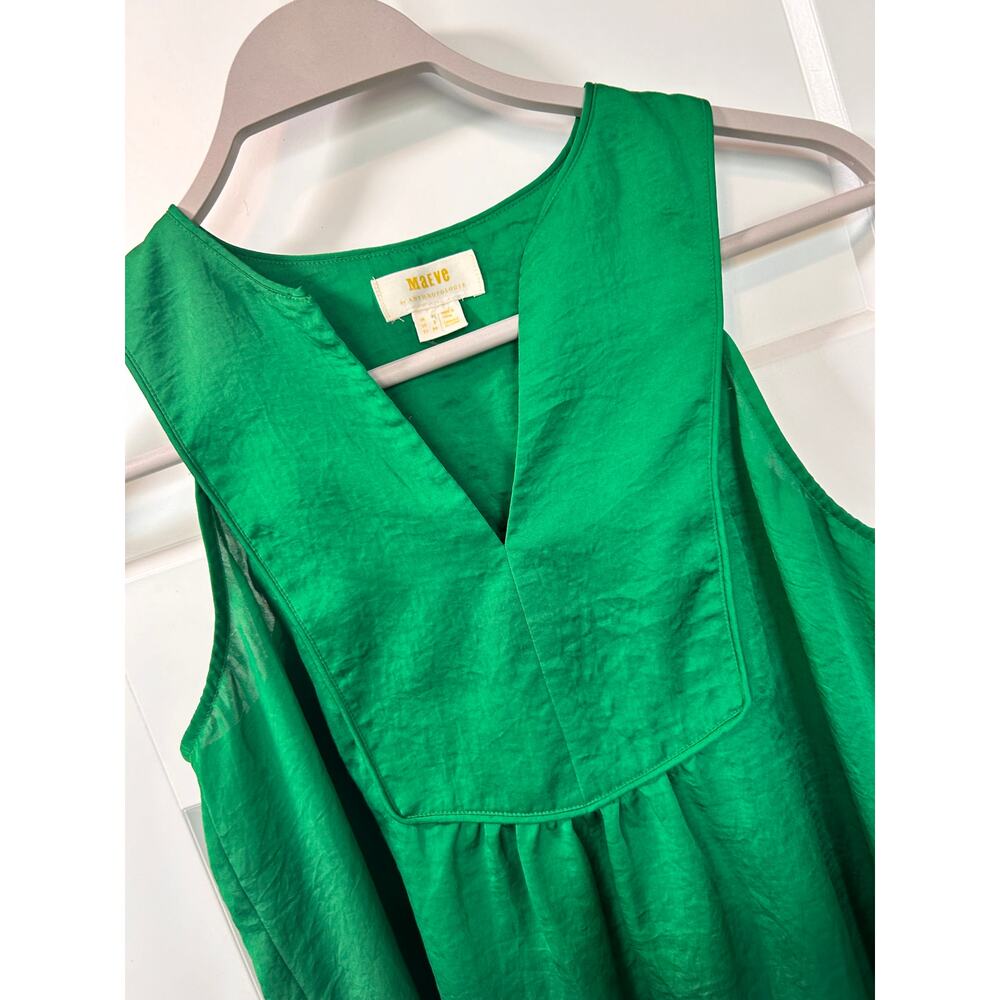 Anthropologie Emerald Green Sleeveless Notch-Neck Blouse - Picture 4 of 10
